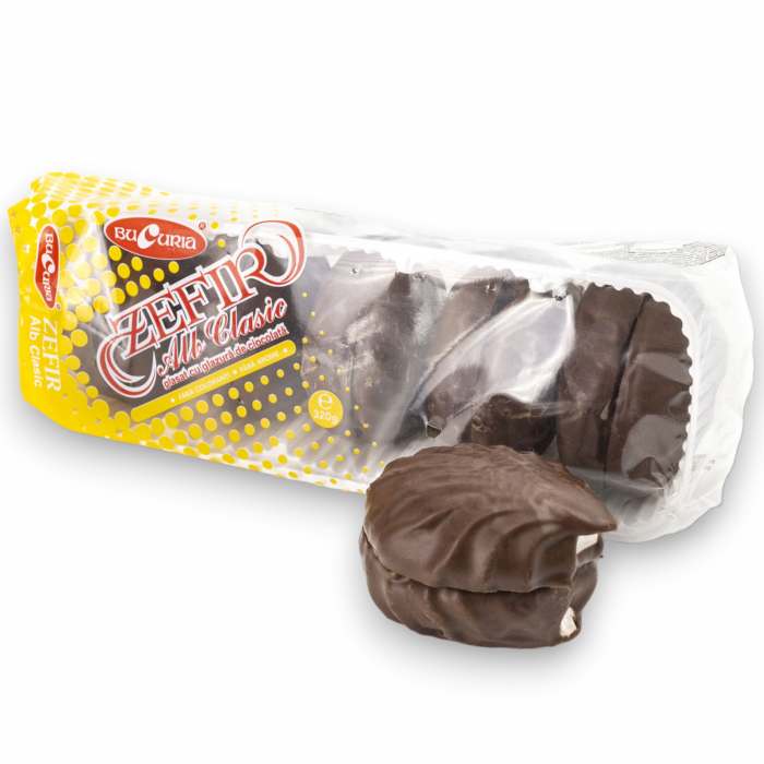 Zefir alb clasic cu glazura de ciocolata 320gr [2]