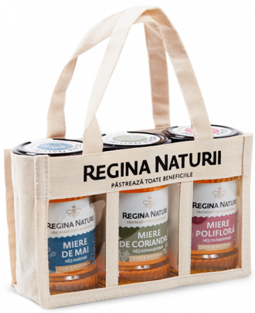 Bacanie - Set gentuță cu miere Honey Gift Regina Naturii, 3 x 380g