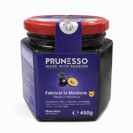 Gemuri si Dulceturi - Prune Deshidratate fără Sâmburi în Sirop de Vin și Miere PRUNESSO, Borcan 450 g