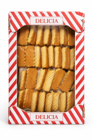 % Promotii % - Biscuiți cu Gem de Mere DELICIA, Biscuiți Fragede Umpluți cu Gem, 1.1 kg