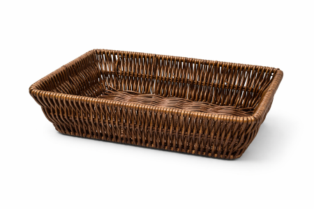 Cadouri de Paste - Coș de Paște rustic din ratan maro – tavă dreptunghiulară pentru cadouri