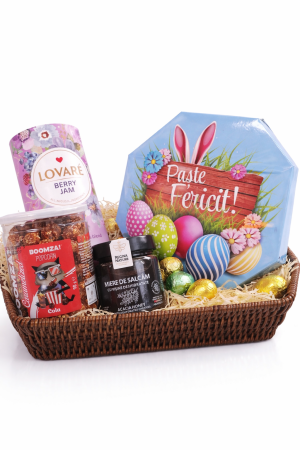 Cadouri de Paste - Pachet Cadou Paște Elegant – Dulciuri Fine, Ceai Lovare și Miere Naturală
