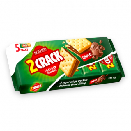 Biscuiti si Napolitane - Biscuiti 2 CRACK cu umplutura de ciocolata 235 g