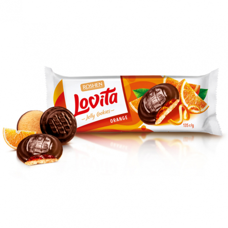 Biscuiti si Napolitane - Biscuiti LOVITA cu ciocolata si jeleu de portcala135 gr Mica