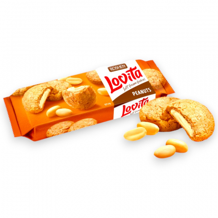 Biscuiti si Napolitane - Biscuiti LOVITA Soft Cream cu arahide, 127 g