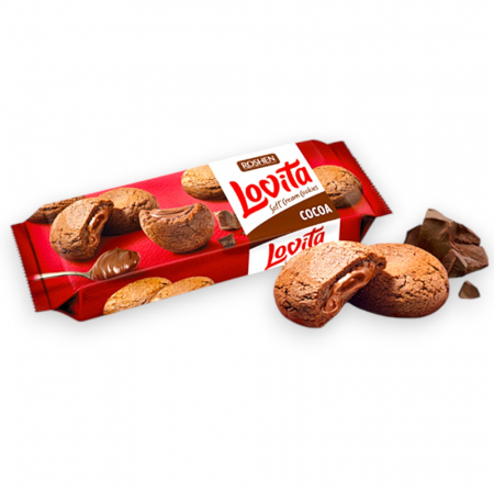 Biscuiti si Napolitane - Biscuiti LOVITA Soft Cream cu cacao, 127 g - Roshen
