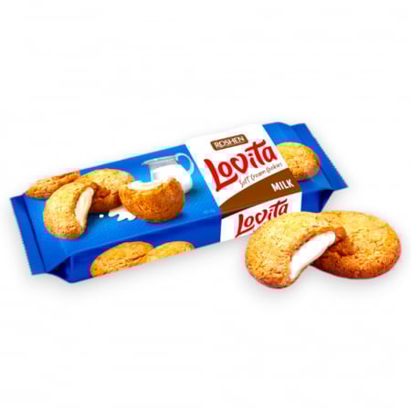Bomboane - Biscuiti LOVITA Soft Cream cu lapte, 127 g - Roshen
