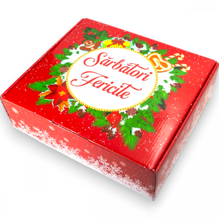 % Promotii % - CUTIE CADOU CU BOMBOANE BOX - SARBATORI FERICITE! 1 KG