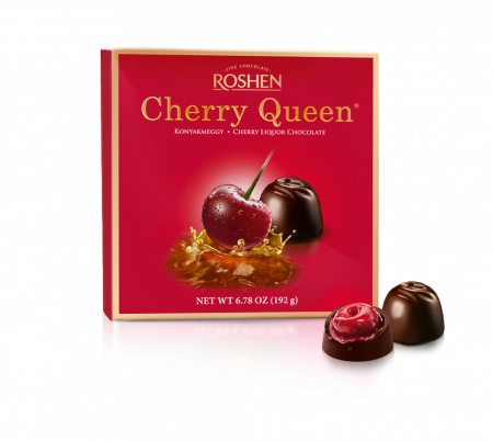 Dulciuri - Cutie cu bomboane Cherry Queen, vișină în lichior 192g