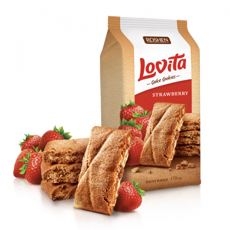 Biscuiti si Napolitane - Fursecuri LOVITA, capsuni 168g