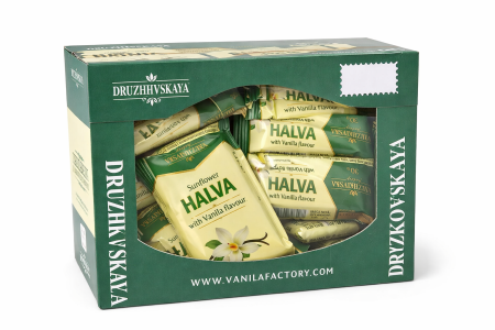 % Promotii % - Halva din semințe de floarea-soarelui cu vanilie Druzhkivska, mini batoane 30 g, cutie 1.3 kg