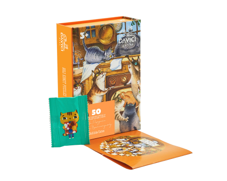 Altele - Puzzle din lemn Happy cats, 50 piese