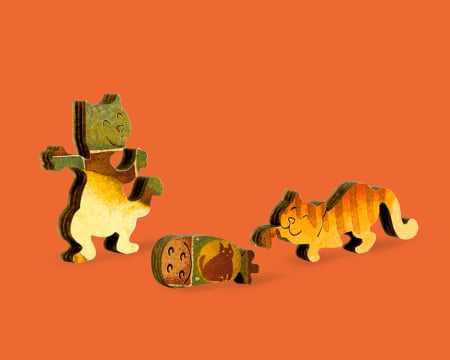 Puzzle din lemn Happy cats, 50 piese [1]