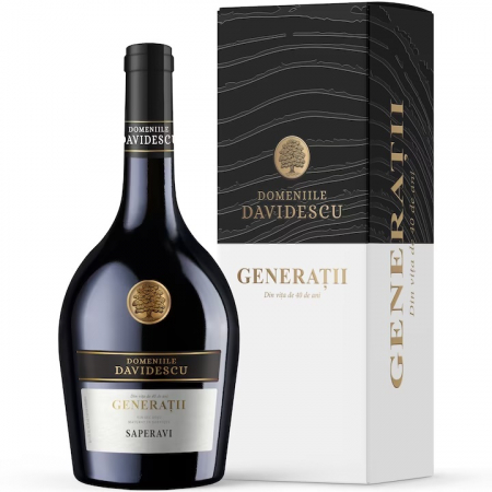 Vin rosu - Vin Rosu Domeniile Davidescu Generatii, Saperavi, Sec, Cutie, 0.75l