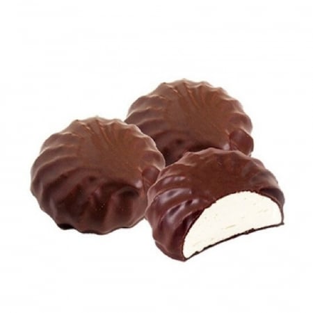 Zefir - Zefir alb clasic cu glazura de ciocolata 320gr
