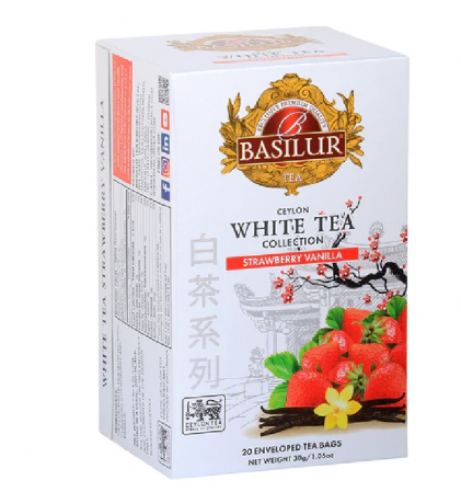 Ceai alb - Ceai Alb, Basilur, White Tea Strawberry Vanilla, 20 plicuri, 30 g