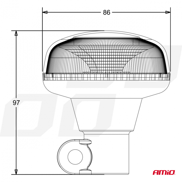 Girofar pentru tijă fixă W21p R65 R10 18 LED 12-24V IP56 [2]