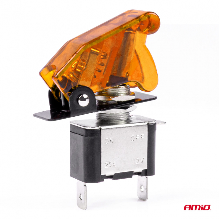 Comutator iluminat (intrerupator) cu protectie, destinatie auto, moto, ATV, SSV, Off-Road, model "TOP GUN", tensiune 12V - 24V, culoare Orange [4]