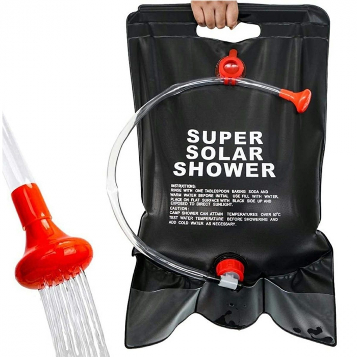 Dus solar suspendat pentru camping sau plaja, capacitate 20l, culoare Neagra [4]
