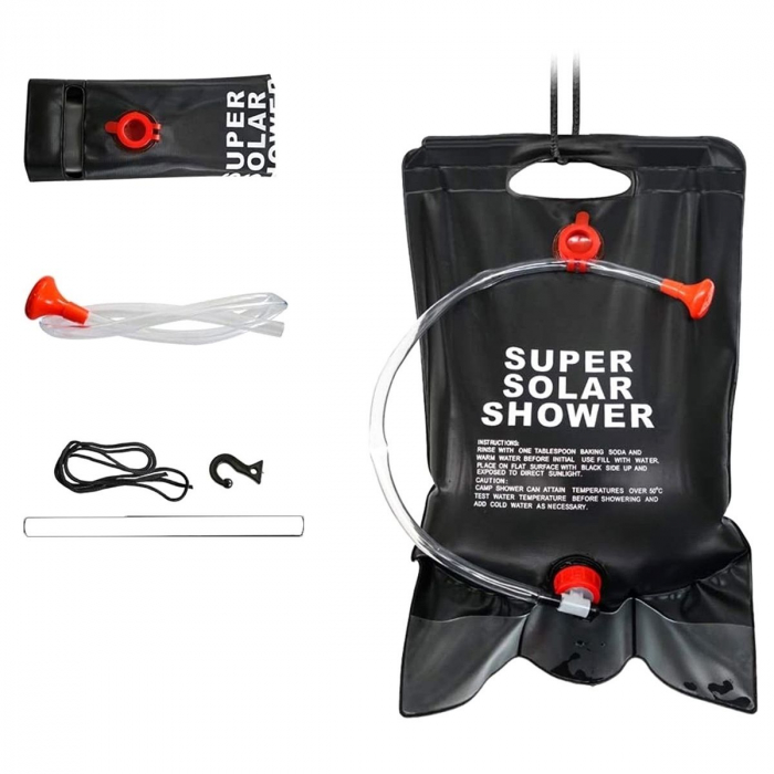 Dus solar suspendat pentru camping sau plaja, capacitate 20l, culoare Neagra [3]