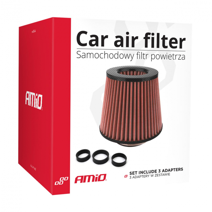 Filtru de aer conic Carbon cu 3 adaptoare [6]