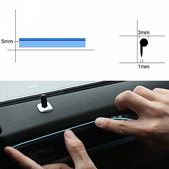 Fir Neon Auto EL Wire cu aripioare pentru montaj usor in diverse aplicatii din interiorul masinii [3]