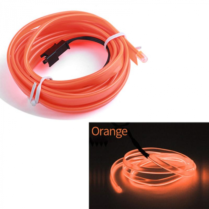 Fir Neon Auto EL Wire culoare Orange, lungime 5M, alimentare 12V, droser inclus [5]