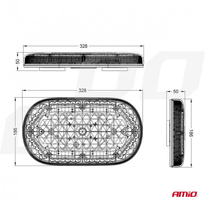 Girofar magnetic cu 48 leduri 12-24V 293x171mm R65 R10 [5]