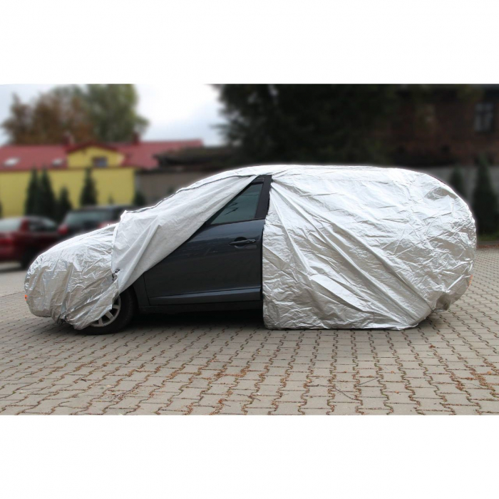 Husa auto argintie marime M 430 x 165 x 120cm Aveo, Punto, Fiesta, Corsa, Ibiza, Micro [2]
