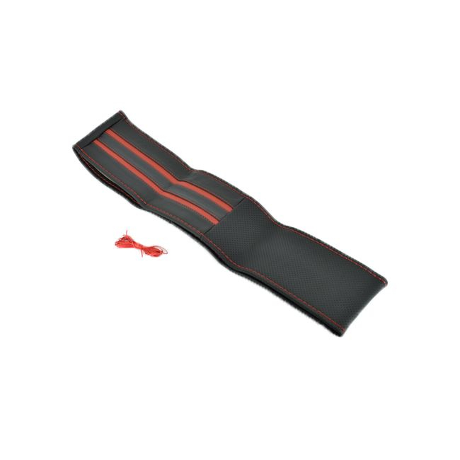 Husa volan din piele natura cu 2 dungi rosii diametru 37 - 39 cm [2]