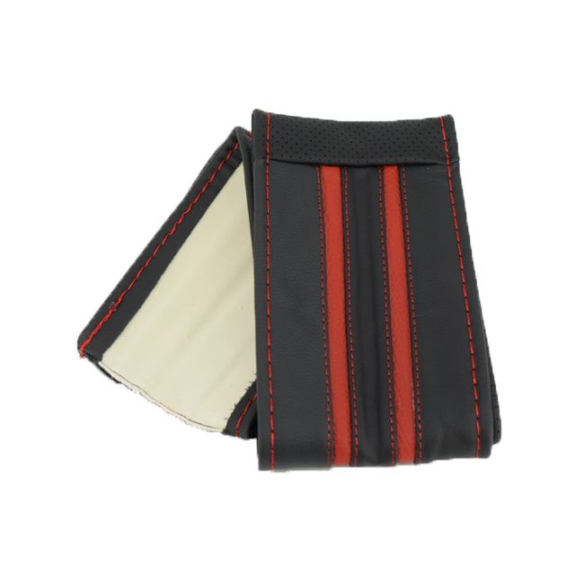Husa volan din piele natura cu 2 dungi rosii diametru 37 - 39 cm [3]
