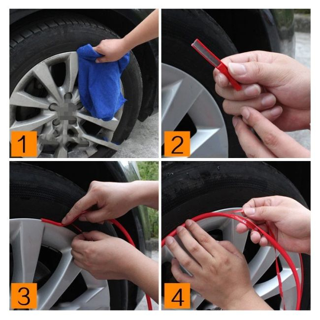 Inele de protectie si decor jante, adezive, din plastic flexibil - VIOLET [4]