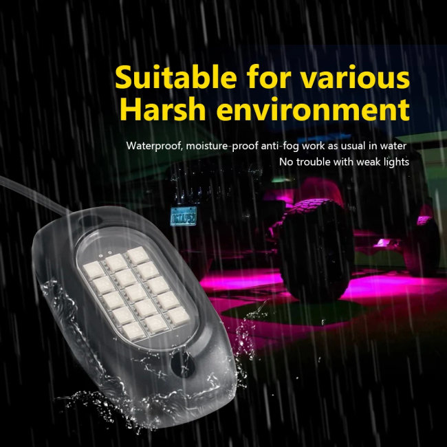 Kit 4 Lumini Ambientale RGB, model "ROCK LIGHT" cu telecomanda si aplicatie telefon, destinate Off-Road, ATV, SSV [3]