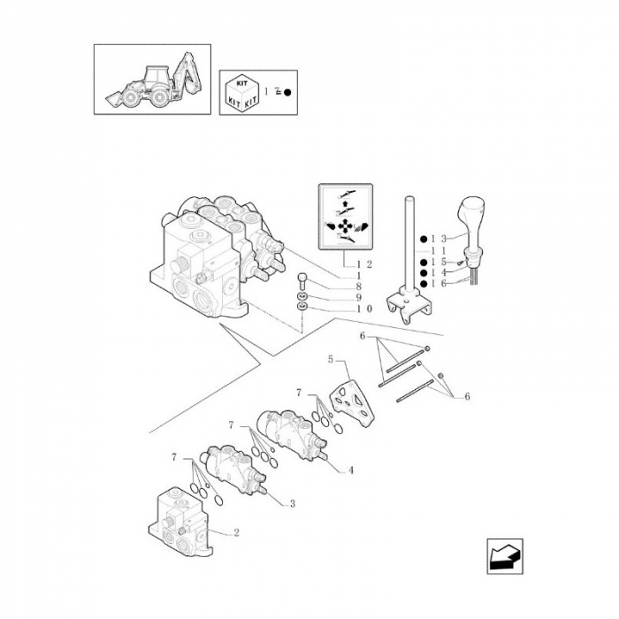 Kit garnituri bloc hidraulic fata Case 580SR 85825473 [2]