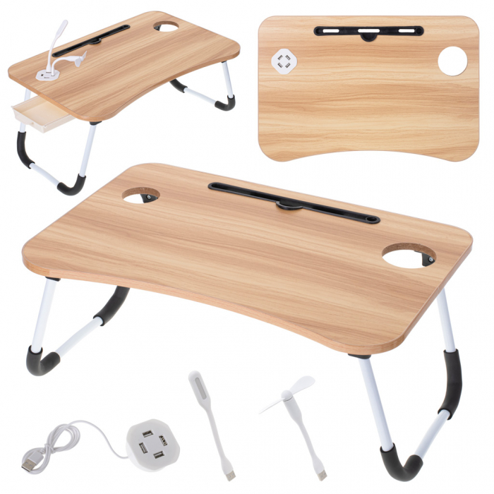 Masuta laptop pliabila 60 x 39,5 cm, cu USB, lampa si ventilator [3]