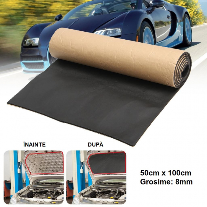 Material insonorizant auto cu exterior textil tip MOCHETA (50cm x100 cm x 8mm) [5]