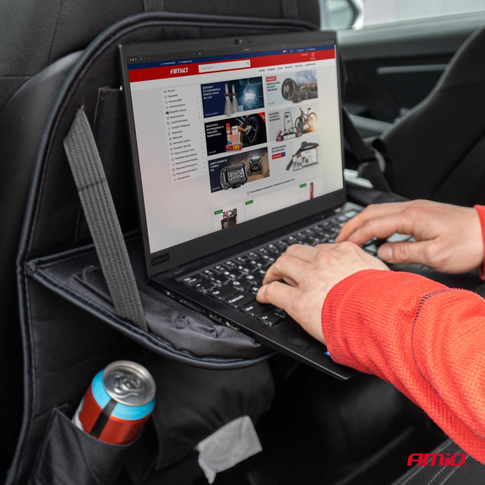 Organizator auto cu masa rabatabila, montaj pe spatarul scaunului [1]