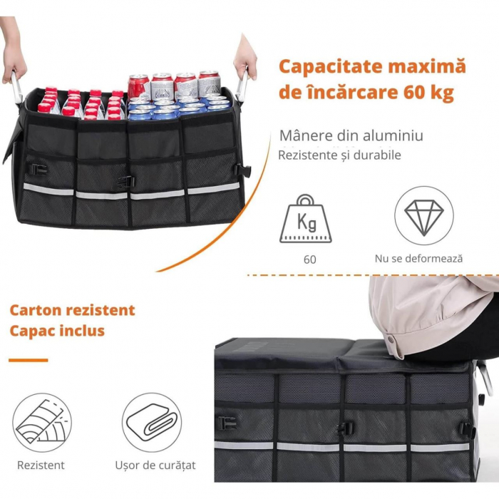 Organizator portbagaj auto XXL 60kg cu manere din aluminiu [4]