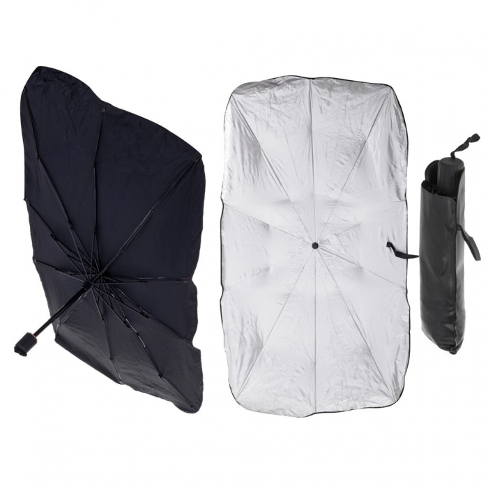 Parasolar Auto tip umbrela pentru parbriz, dimensiune 65 x 110 cm, culoare neagra [5]