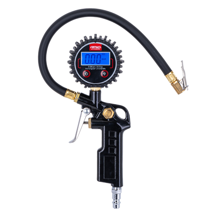 Pistol aer comprimat cu manometru digital 17 bar AMIO-04466 – Dispozitiv profesional umflare și control presiune roți [5]