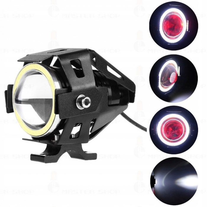 Proiector LED cu Lupa, Angel Eye ALB si Devil Eye RED 12V [2]