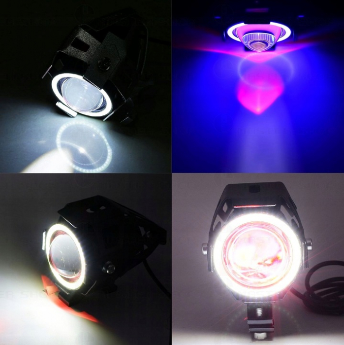 Proiector LED cu Lupa, Angel Eye ALB si Devil Eye RED 12V [5]