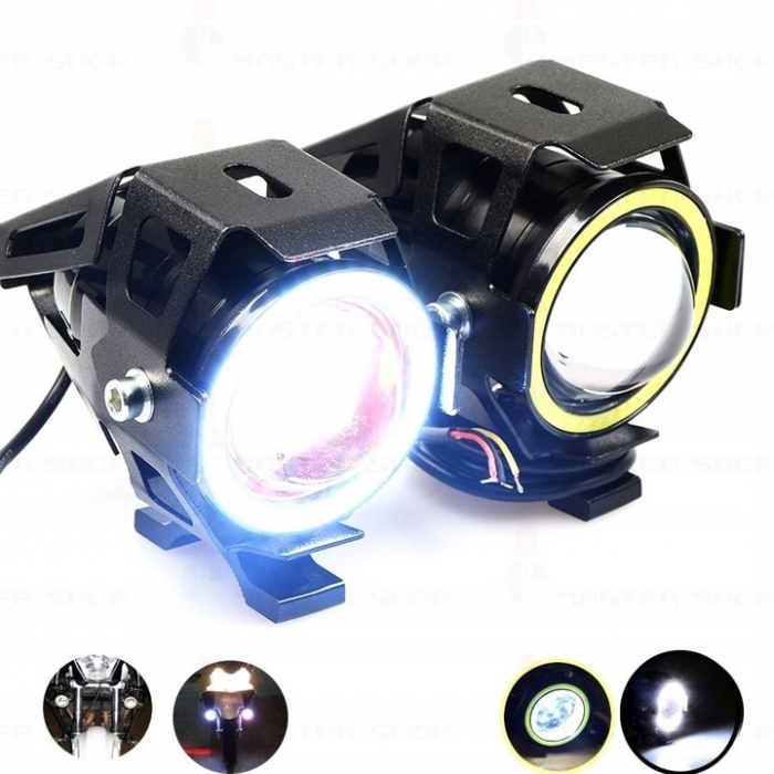 Proiector LED cu Lupa, Angel Eye ALB si Devil Eye RED 12V [4]