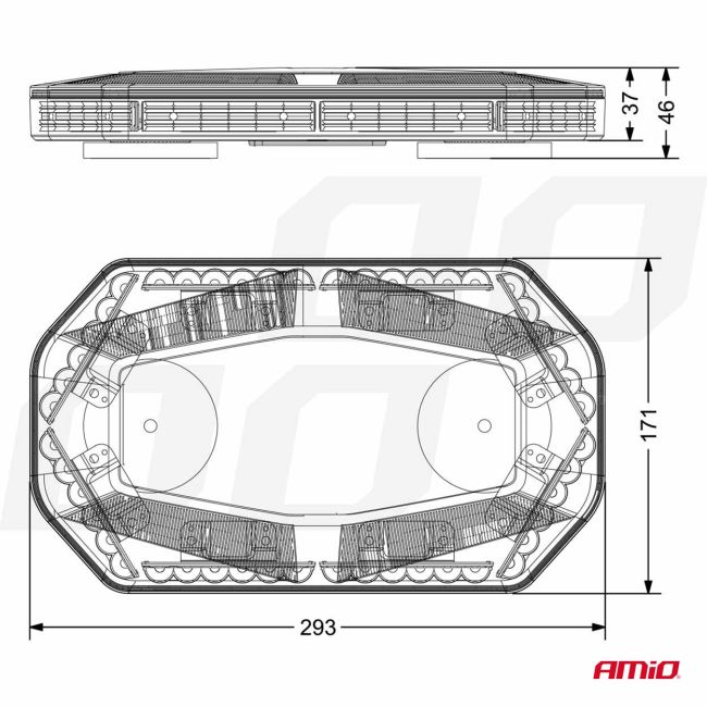 Rampa luminoasa girofar, culoare Orange, alimentare 12-24V, 48 LED-uri, protectie IP56, montaj cu magnet [3]