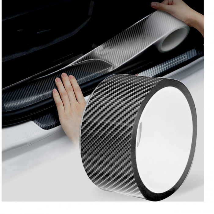 Rola ornament bandouri sau praguri autoadeziv din autocolant Carbon 5D, dimensiune 148 x 4 cm, culoare Gri Antracit [2]