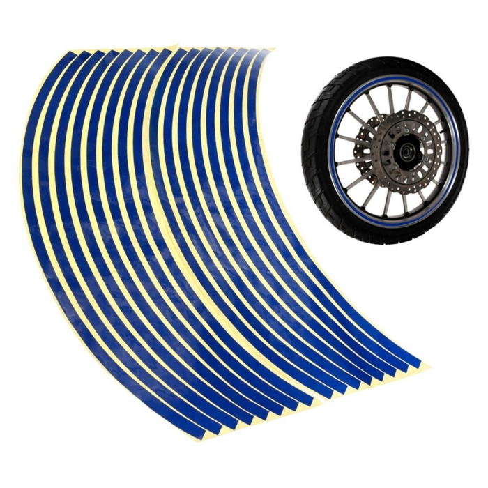 Set 16 ornamente Reflectorizante pentru jante auto, moto, culoare Albastra [4]