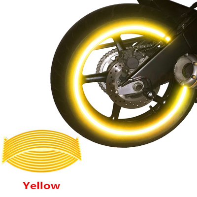 Set 16 ornamente Reflectorizante pentru jante auto, moto, culoare Galben [4]