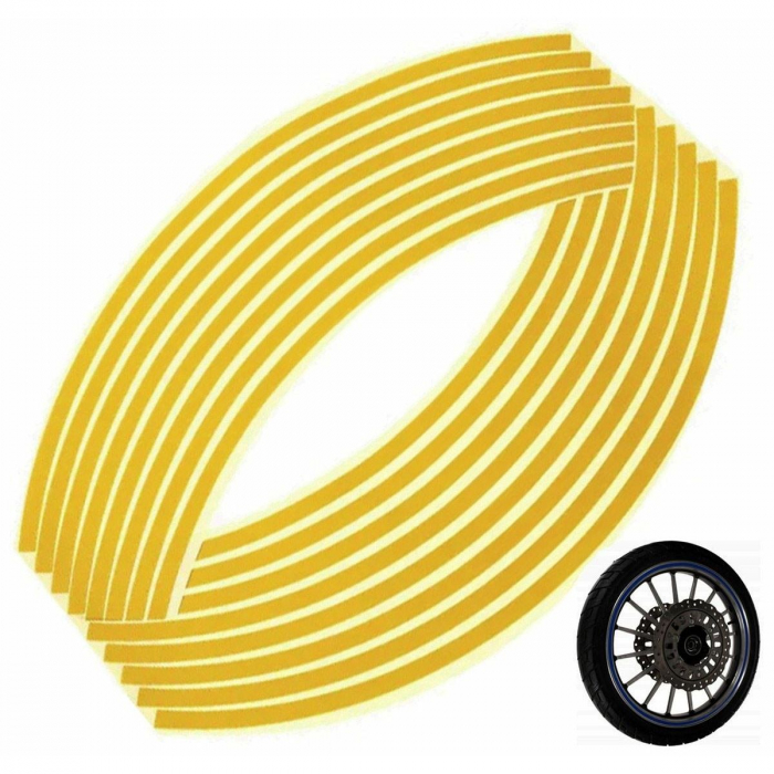 Set 16 ornamente Reflectorizante pentru jante auto, moto, culoare Galben [3]