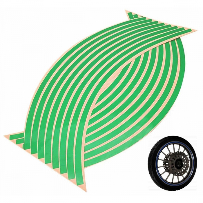 Set 16 ornamente Reflectorizante pentru jante auto, moto, culoare Verde [4]