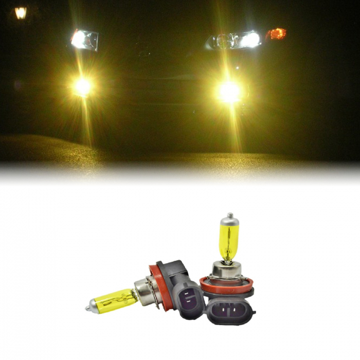 Set 2 becuri H11 pentru proiectoare de ceata, culoare galbena, 12V, 55W [1]